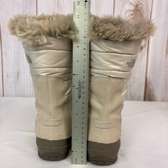 The North Face Nuptse Purna Waterproof Mid-Calf Faux Fur Boots Ivory Size 8.5 - Picture 13 of 16